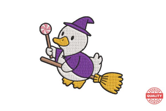 Wizard Duck on Broom: A Whimsical Halloween Embroidery Review